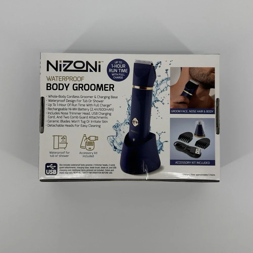 NIZONI Waterproof Body Groomer Trimmer USB Rechargeable Wet Dry Nose Hair‎ Kit